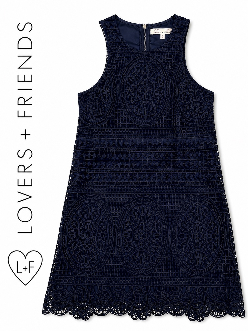Lovers + Friends Navy Crochet Lace Dress – Size Small G